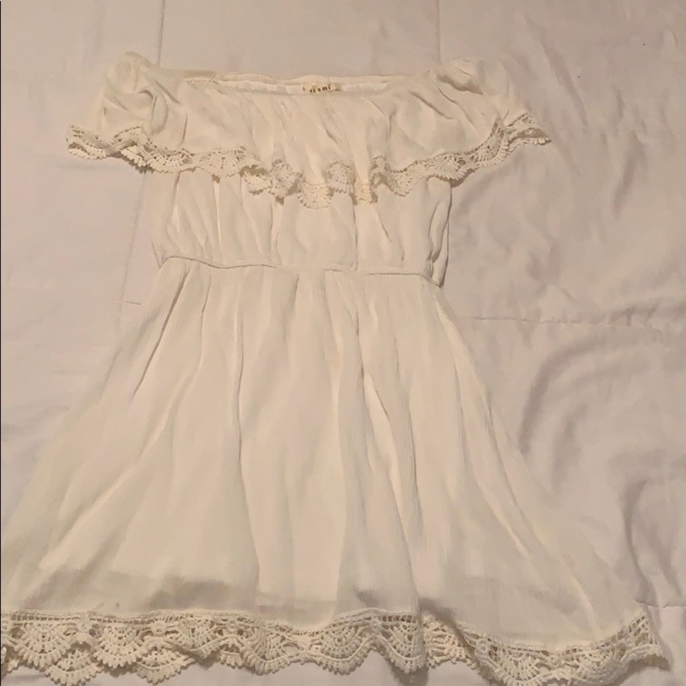 White flowy lace mini dress